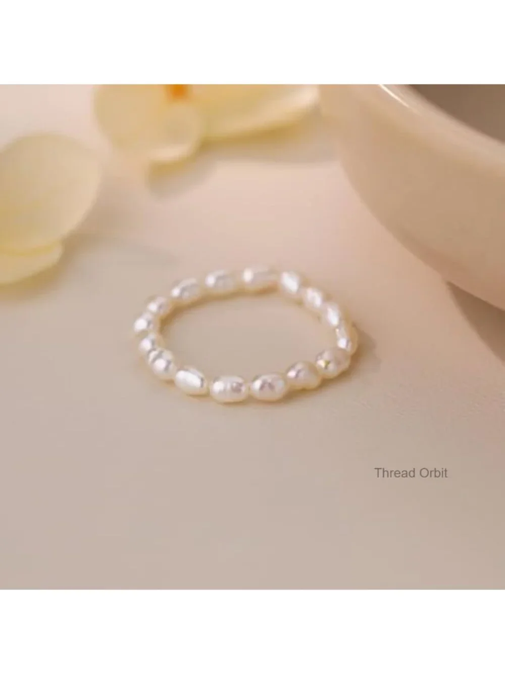 Natural Pearl Stretchy Stacking Ring, Elegant Minimalist Jewelry